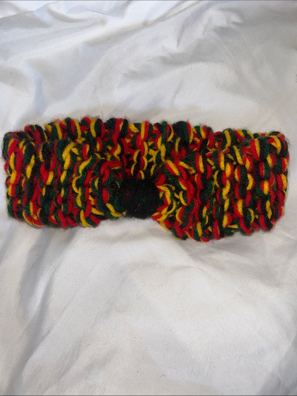 Handmade Chunky Multicolor Knit Headband with Center Knot